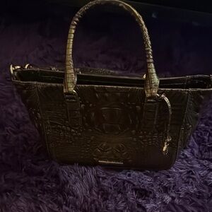 Brahmin Black Crocodile-Embossed Tote